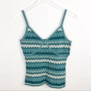 I.N.C. | Women's Teal & Cream Chevron Pattern Sweater Tank Size Medium